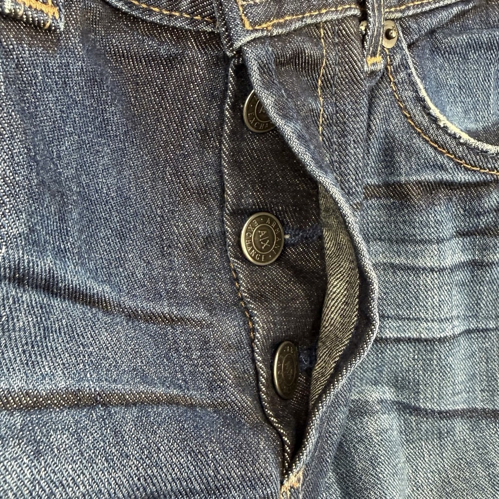 Armani Exchange Jeans Mens 32 Reg Button Fly Straight Fit Distressed Made In USA - Picture 8 of 14